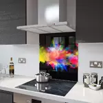 Colour Fusion on Black - Kitchen Glass Splashback - 110cm Wide x 75cm High