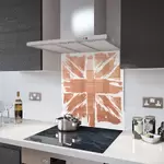 Copper Painted Union Jack - Kitchen Glass Splashback - 90cm Wide x 40cm High