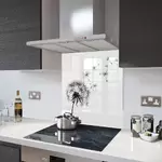 Dandelion White - Kitchen Glass Splashback - 90cm Wide x 40cm High