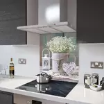 Flowers, Bucket and Lantern - Kitchen Glass Splashback - 110cm Wide x 75cm High
