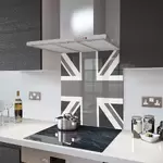 Grey Union Jack - Kitchen Glass Splashback - 90cm Wide x 40cm High
