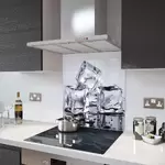 Ice Cubes - Kitchen Glass Splashback - 90cm Wide x 40cm High