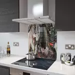 Liquid Black - Kitchen Glass Splashback - 90cm Wide x 40cm High