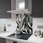 Liquid Onyx - Kitchen Glass Splashback - 90cm Wide x 40cm High