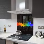 London Fusion on Black - Kitchen Glass Splashback - 100cm Wide x 50cm High