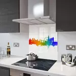 London Fusion on White - Kitchen Glass Splashback - 30cm Wide x 40cm High
