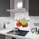 Peppers In Water On White - Kitchen Glass Splashback - 50cm Wide x 100cm High