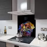 Rainbow Faces - Kitchen Glass Splashback - 90cm Wide x 40cm High