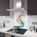 Rainbow Wave - Kitchen Glass Splashback - 90cm Wide x 40cm High