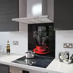 Red Coffee Cup - Kitchen Glass Splashback - 100cm Wide x 50cm High