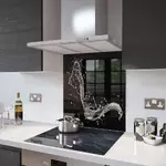 Splash On Black - Kitchen Glass Splashback - 90cm Wide x 40cm High