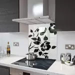 White Floral - Kitchen Glass Splashback - 30cm Wide x 40cm High