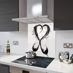 Wine Splash Heart BW - Kitchen Glass Splashback - 30cm Wide x 40cm High