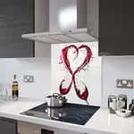 Wine Splash Heart - Kitchen Glass Splashback - 30cm Wide x 40cm High