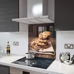 Chocolate Chip Cookie - Kitchen Glass Splashback With Fixing Holes - 110cm Wide x 75cm High