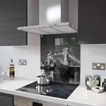 Tower Bridge in B&W - Kitchen Glass Splashback With Fixing Holes - 75cm Wide x 60cm High