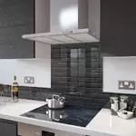 Digital Print Glass Upstand Black Brick 100cm x 14cm