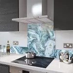 Digital Print Glass Upstand Liquid Aqua 100cm x 14cm