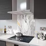 Digital Print Glass Upstand Liquid Azurite 100cm x 14cm