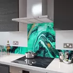 Digital Print Glass Upstand Liquid Emerald 100cm x 14cm