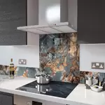 Digital Print Glass Upstand Liquid Gold 100cm x 14cm