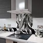 Digital Print Glass Upstand Liquid Onyx 100cm x 14cm
