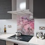 Digital Print Glass Upstand Liquid Pink Marble 100cm x 14cm
