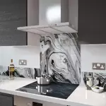 Digital Print Glass Upstand Liquid Silver 100cm x 14cm