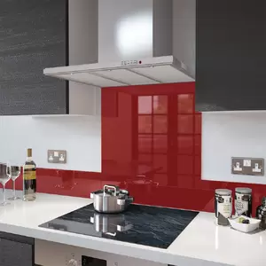 Lifestyle image of Deep Red - Kitchen Glass Splashback - 60cm Wide x 75cm High