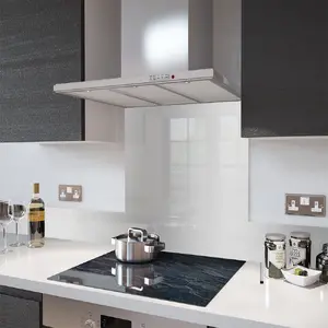 Lifestyle image of Silver Stainless Steel Glass Splashback - 60cm Wide x 75cm High