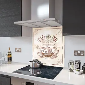Lifestyle image of Glass Splashback in Cappuccino Coffee Retro - 60cm Wide x 75cm High