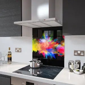 Lifestyle image of Glass Splashback in Colour Fusion on Black - 60cm Wide x 75cm High
