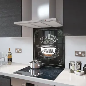 Lifestyle image of Glass Splashback in Flat White Coffee - 60cm Wide x 75cm High
