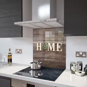 Lifestyle image of Glass Splashback in Home and Green Heart - 60cm Wide x 75cm High