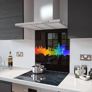 Lifestyle image of Glass Splashback in London Fusion on Black - 60cm Wide x 75cm High