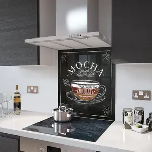 Lifestyle image of Glass Splashback in Mocha Coffee - 60cm Wide x 75cm High
