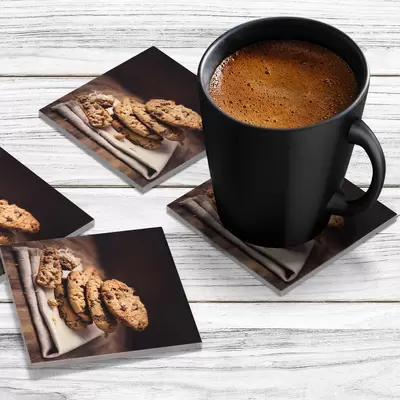 4 x Acrylic Coaster in Chocolate Chip Cookie