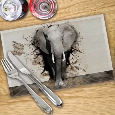 Glass Placemats x 4 In Elephant