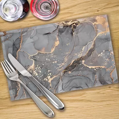 Glass Placemats x 4 In Liquid Grey