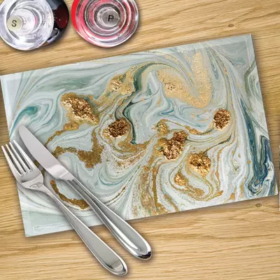 Glass Placemats x 4 In Liquid Jade