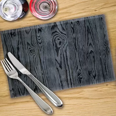 Glass Placemats x 4 In Black Ash