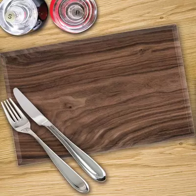 Glass Placemats x 4 In Black Walnut