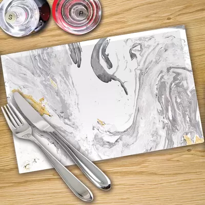 Glass Placemats x 4 In Liquid Azurite