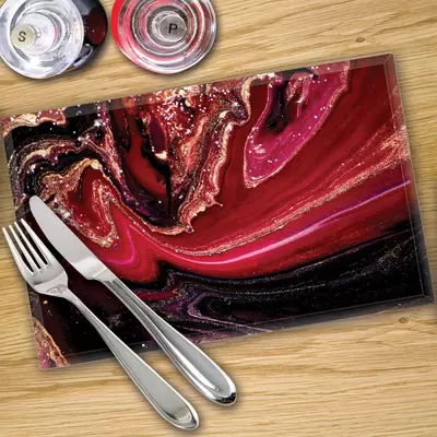 Glass Placemats x 4 In Liquid Lava