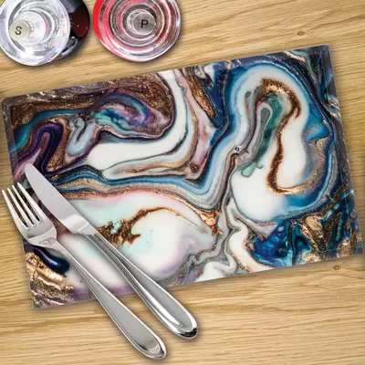 Glass Placemats x 4 In Liquid Pearl