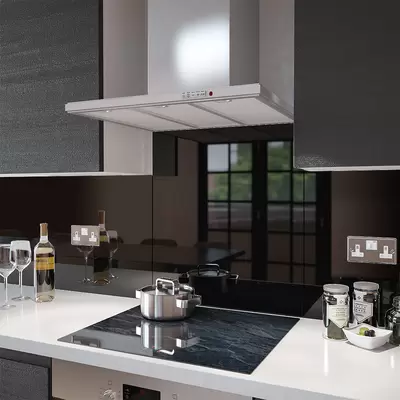 Black - Glass Splashback Socket Cutout - 100cm Wide x 40cm High