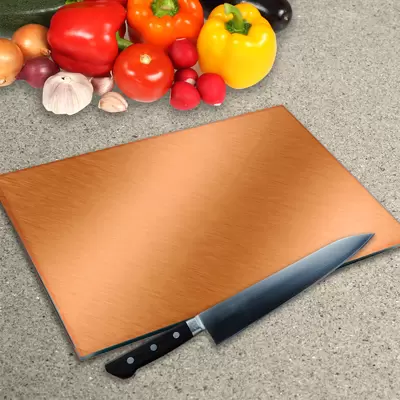 Glass Chopping Board - Worktop Saver In Brushed Copper