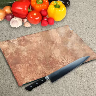 Glass Chopping Board - Worktop Saver In Rustic Copper