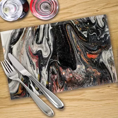 Digital Print Placemat x 4 - Liquid Black