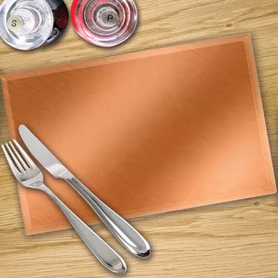 Digital Printed Glass Placemats x 4 - Brushed Copper